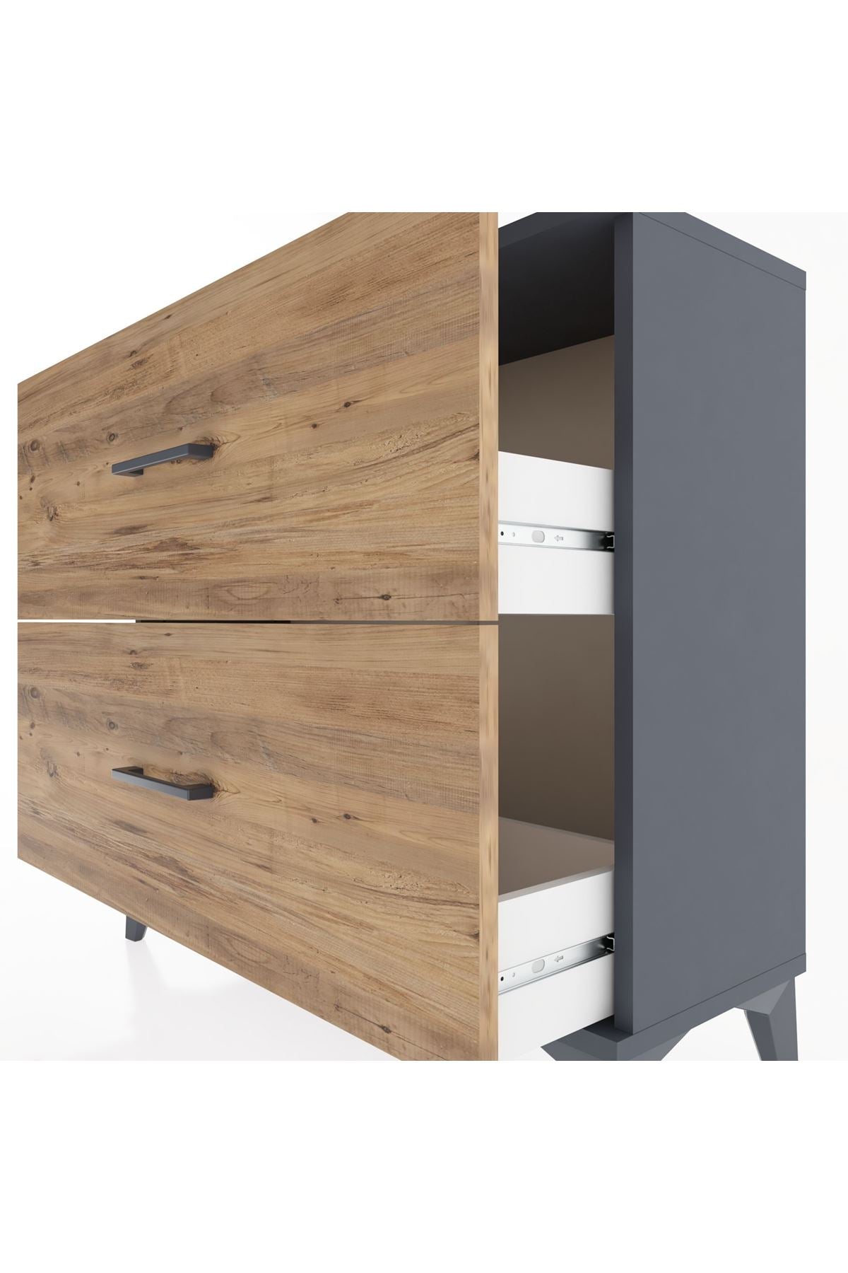 Arges Şifonyer 2 Çekmeceli 88x30x80 Antrasit-Çam