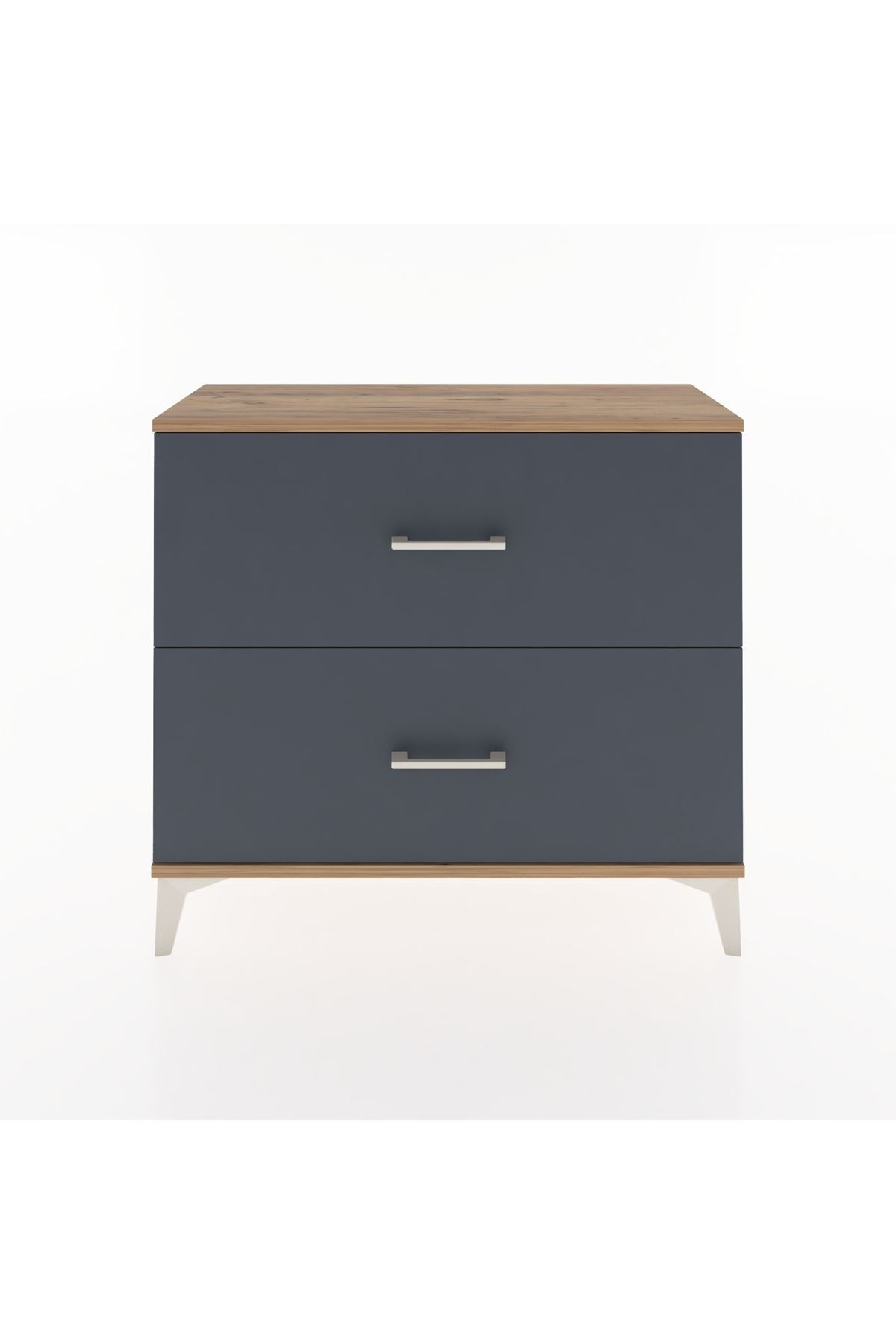 Arges Şifonyer 2 Çekmeceli 88x30x80 Çam-Antrasit