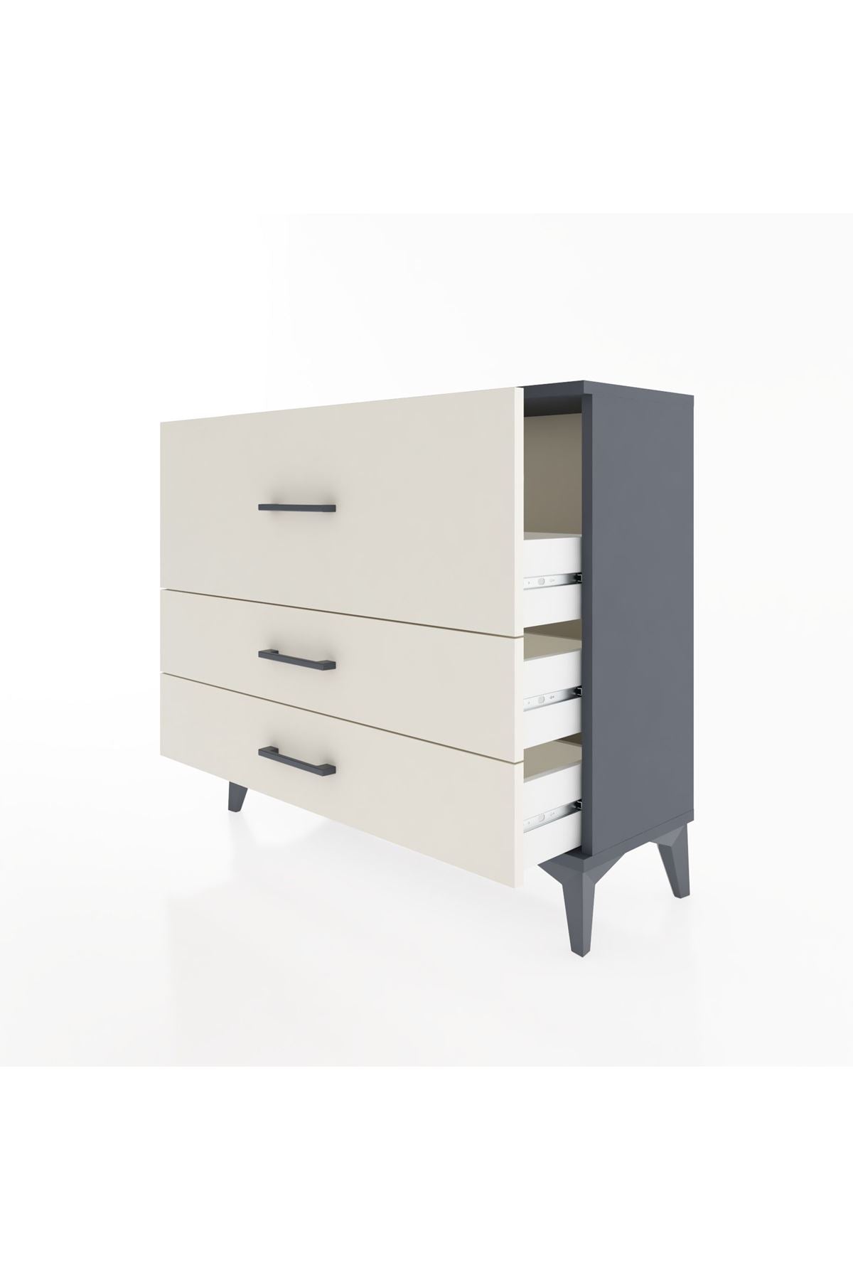 Arges Şifonyer 3 Çekmeceli 88x30x80 Antrasit-Aytaşı