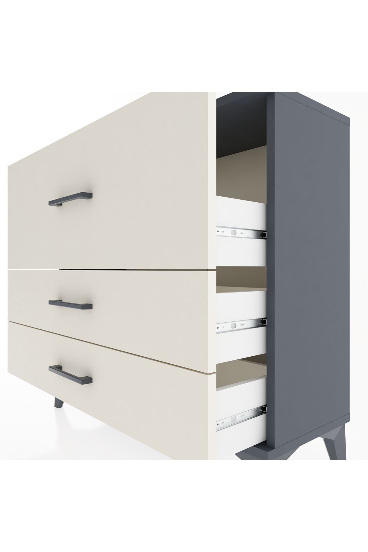 Arges Şifonyer 3 Çekmeceli 88x30x80 Antrasit-Aytaşı