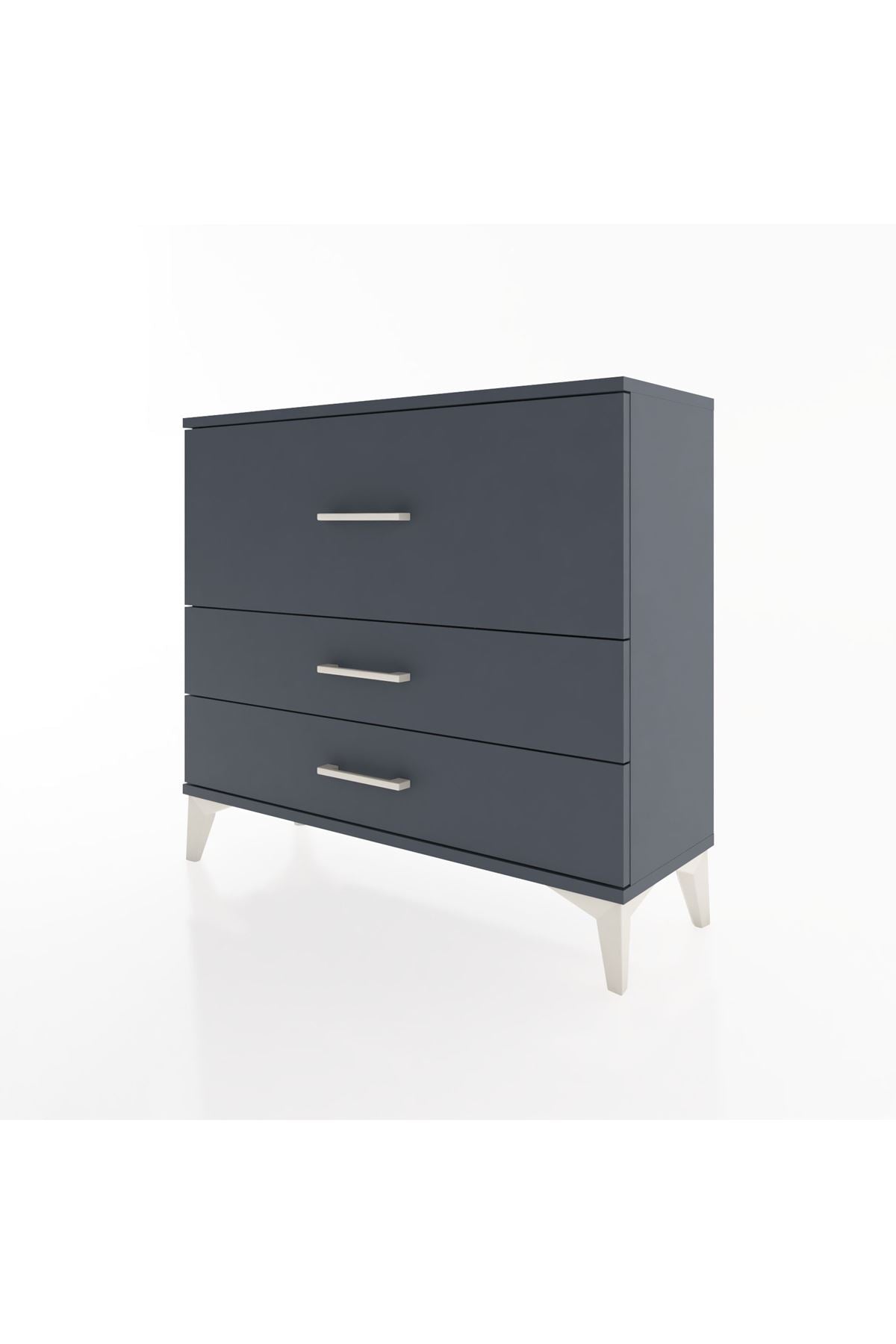 Arges Şifonyer 3 Çekmeceli 88x30x80 Antrasit-Antrasit