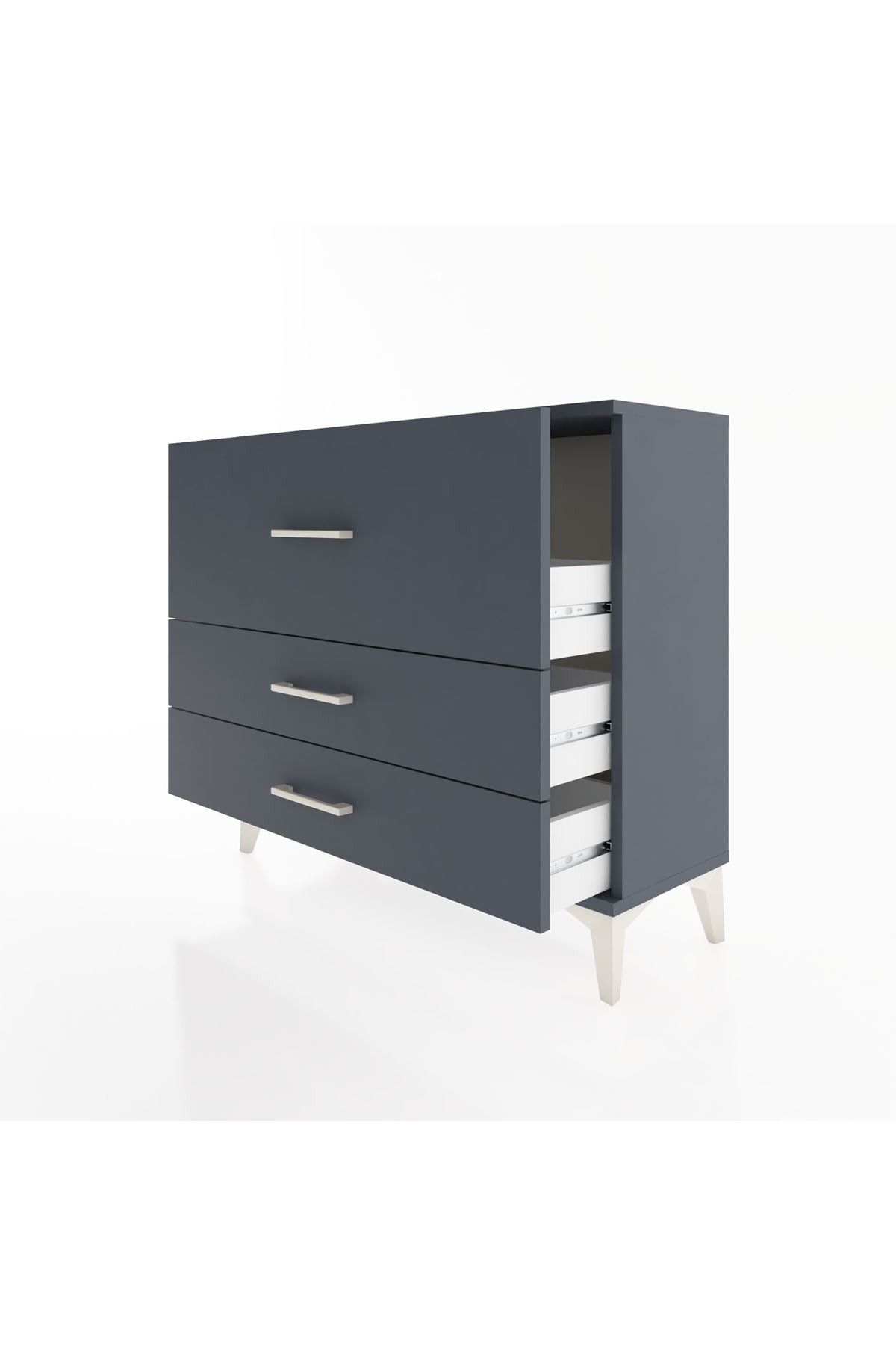 Arges Şifonyer 3 Çekmeceli 88x30x80 Antrasit-Antrasit