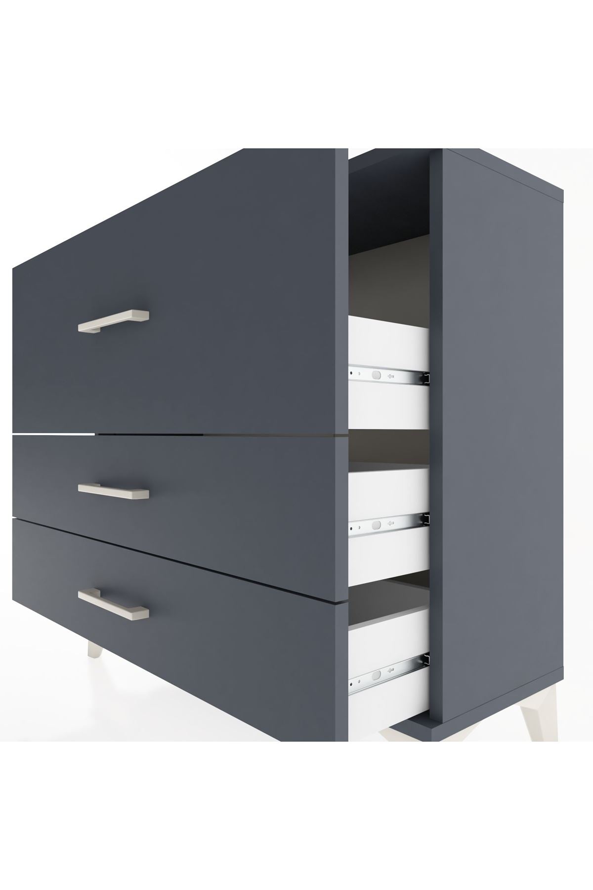 Arges Şifonyer 3 Çekmeceli 88x30x80 Antrasit-Antrasit