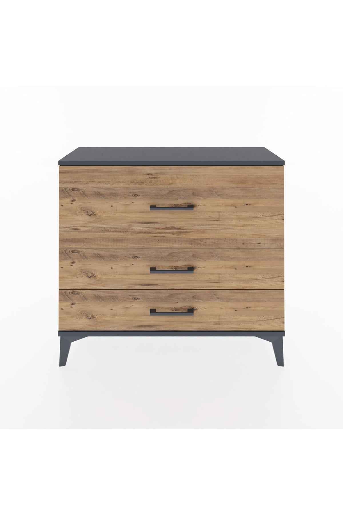 Arges Şifonyer 3 Çekmeceli 88x30x80 Antrasit-Çam