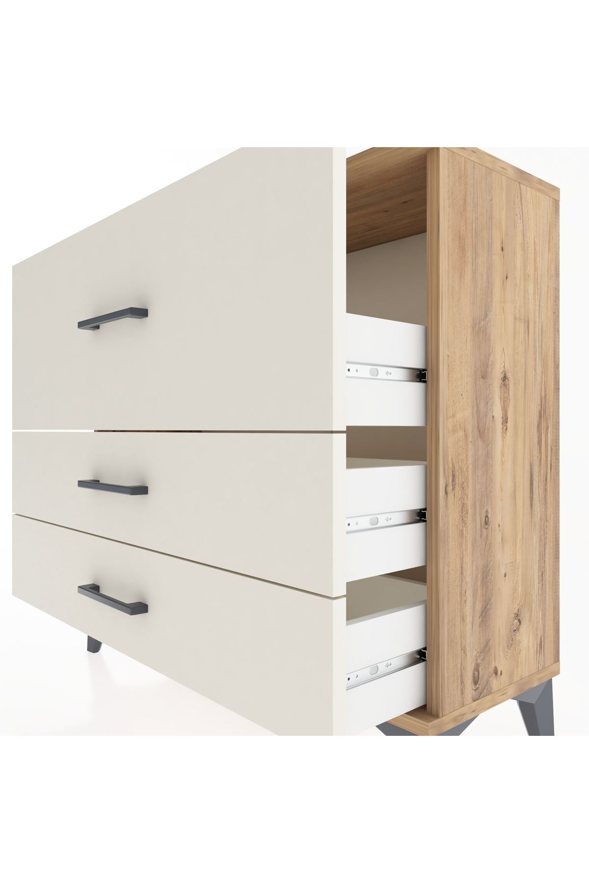 Arges Şifonyer 3 Çekmeceli 88x30x80 Çam-Aytaşı