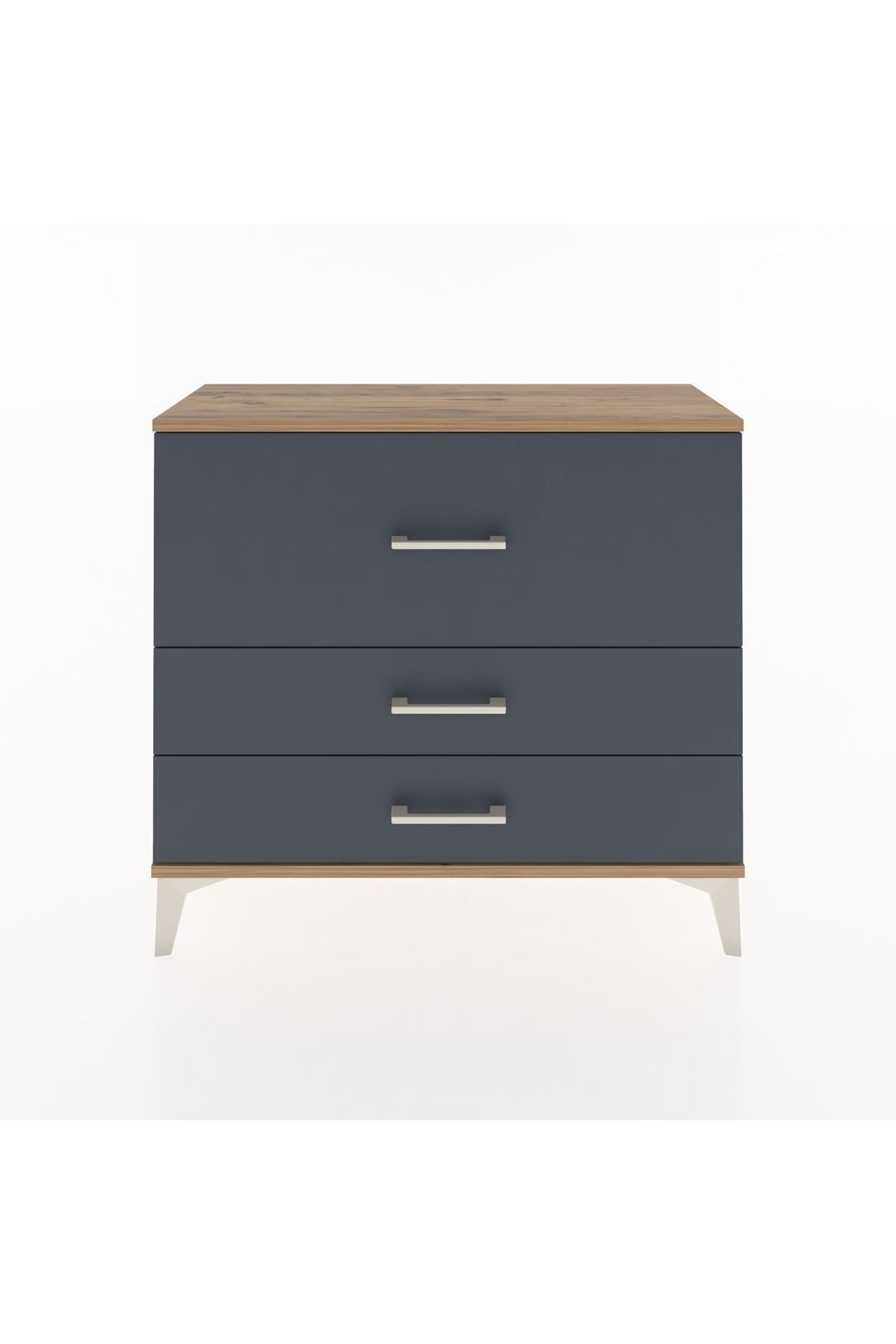 Arges Şifonyer 3 Çekmeceli 88x30x80 Çam-Antrasit