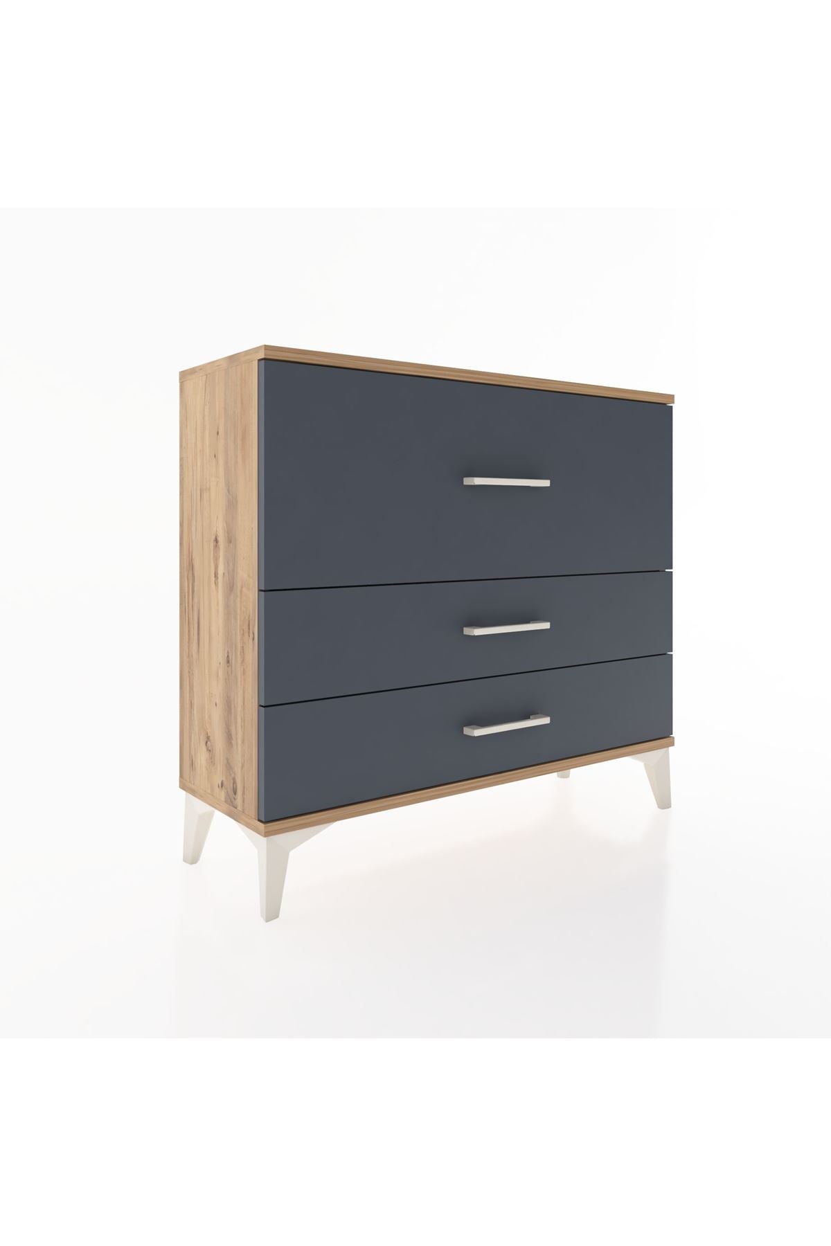 Arges Şifonyer 3 Çekmeceli 88x30x80 Çam-Antrasit