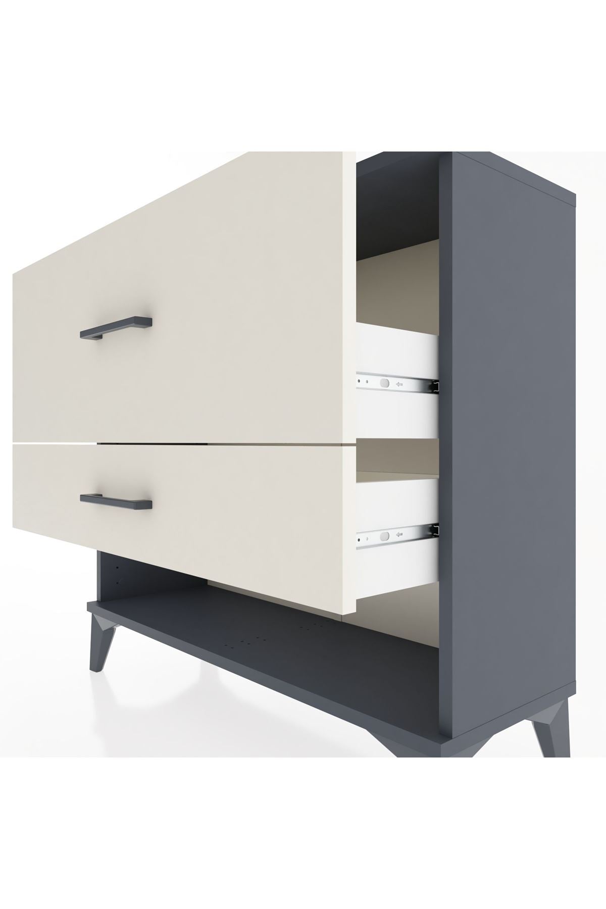 Arges Şifonyer 2 Çekmeceli 88x30x80 Antrasit-Aytaşı