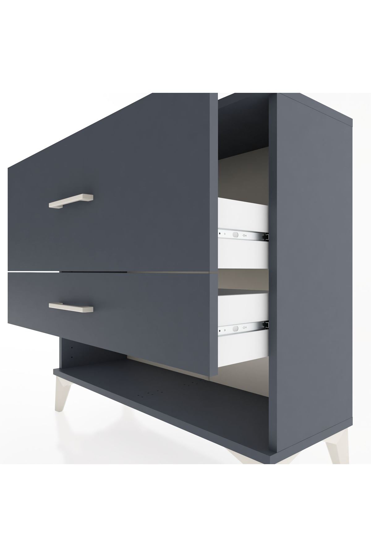 Arges Şifonyer 2 Çekmeceli 88x30x80 Antrasit-Antrasit