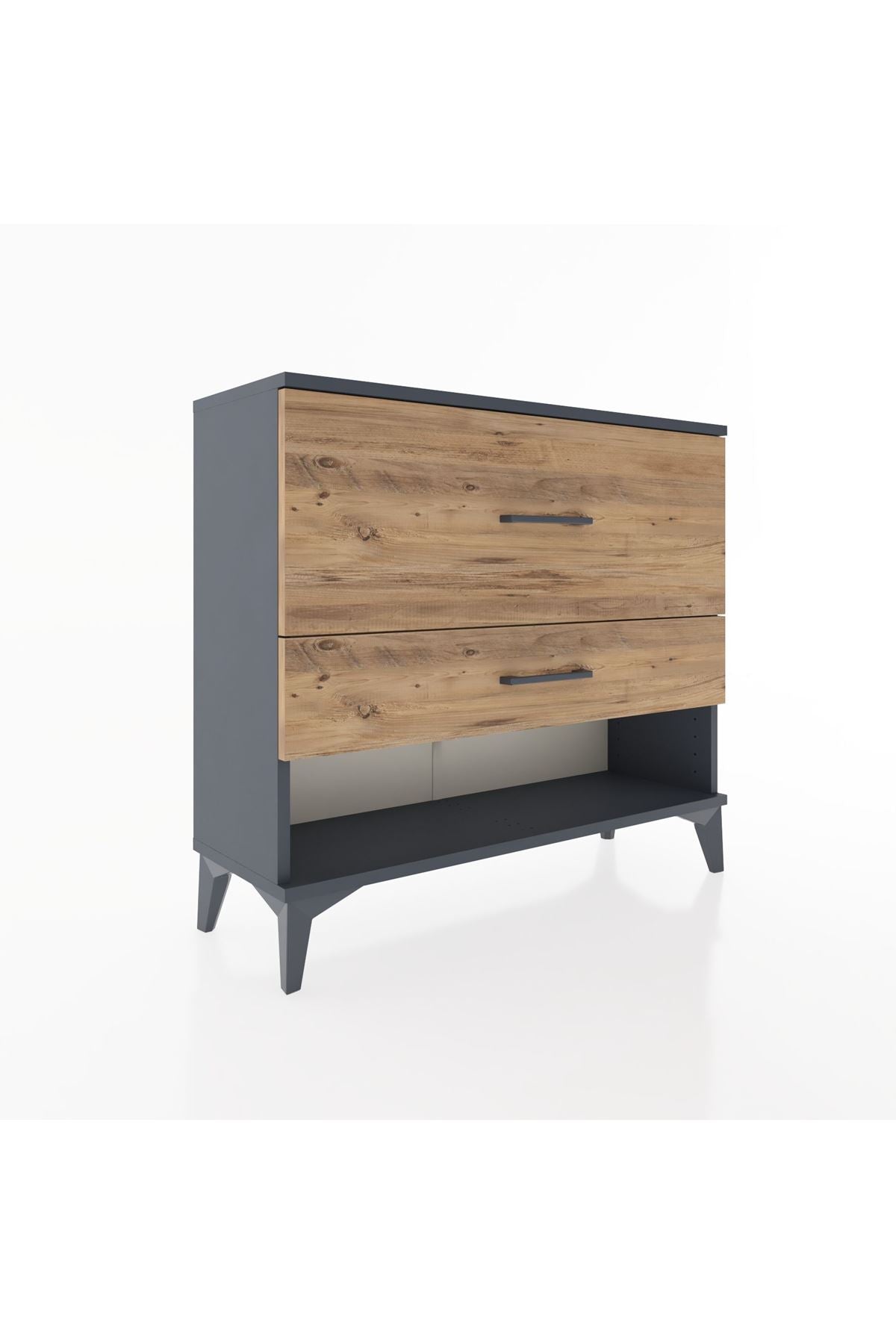 Arges Şifonyer 2 Çekmeceli 88x30x80 Antrasit-Çam