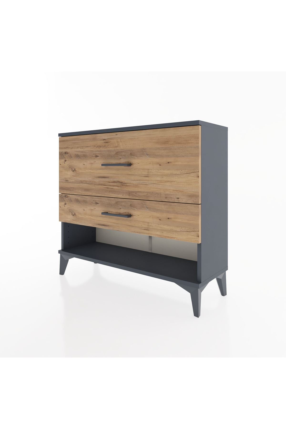 Arges Şifonyer 2 Çekmeceli 88x30x80 Antrasit-Çam