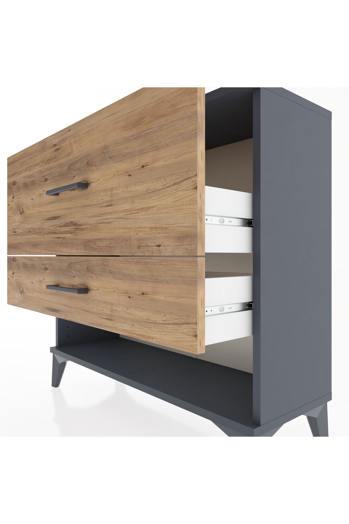 Arges Şifonyer 2 Çekmeceli 88x30x80 Antrasit-Çam