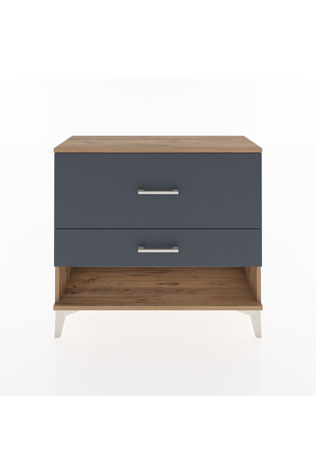Arges Şifonyer 2 Çekmeceli 88x30x80 Çam-Antrasit