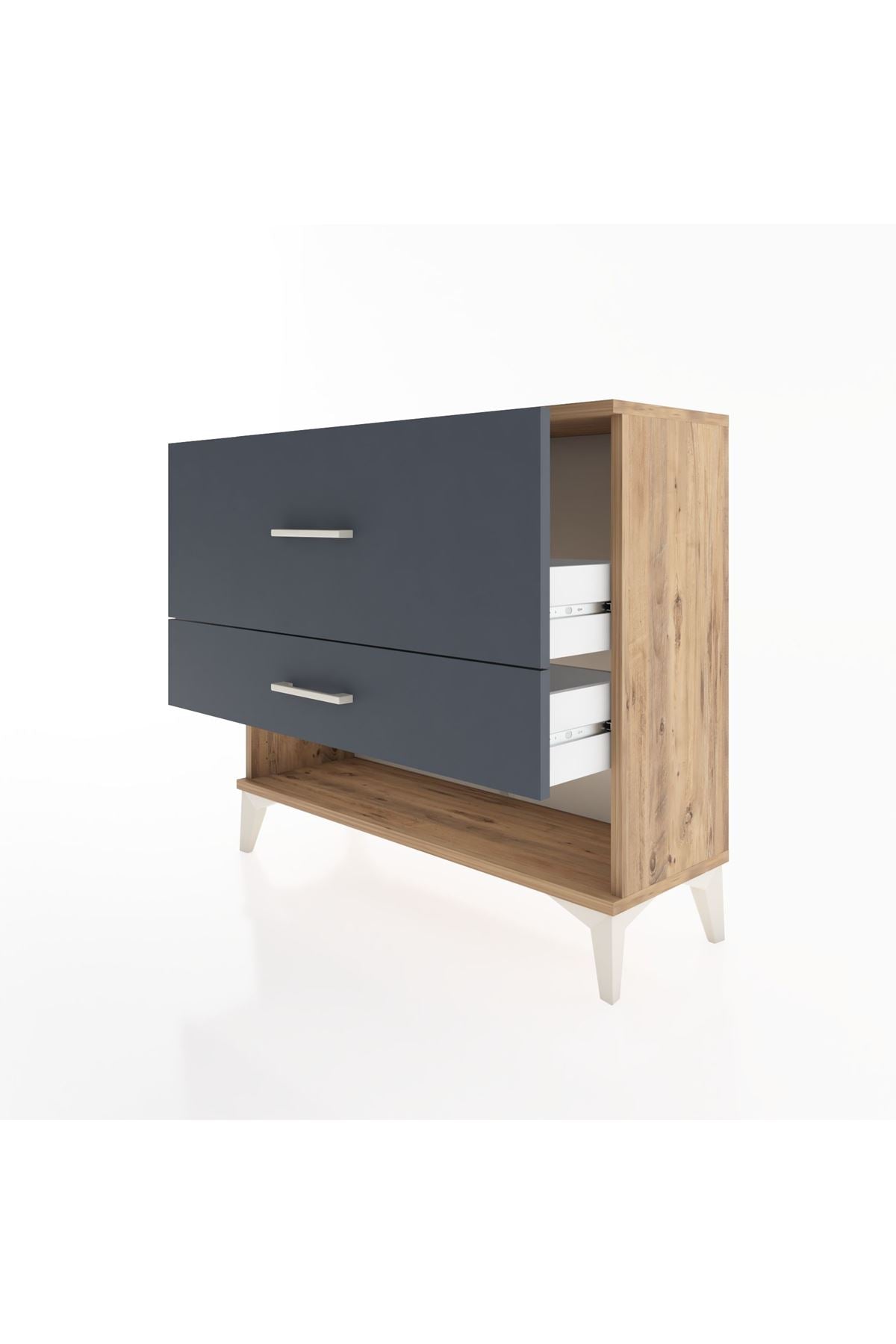 Arges Şifonyer 2 Çekmeceli 88x30x80 Çam-Antrasit