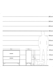 Arges Şifonyer 2 Çekmeceli 88x30x80 Çam-Antrasit