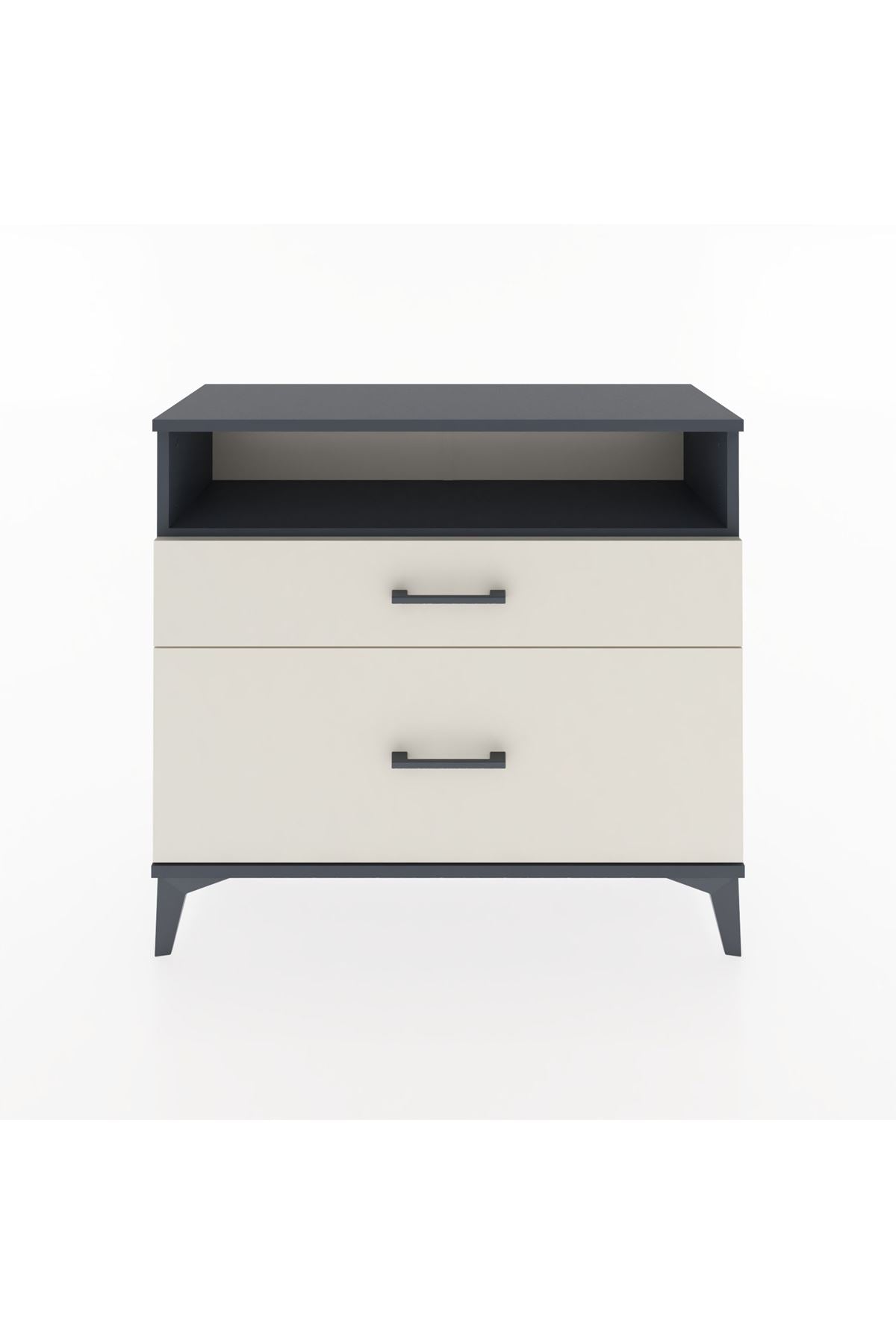 Arges Şifonyer Tek Raflı 2 Çekmeceli 88x30x80 Antrasit-Aytaşı