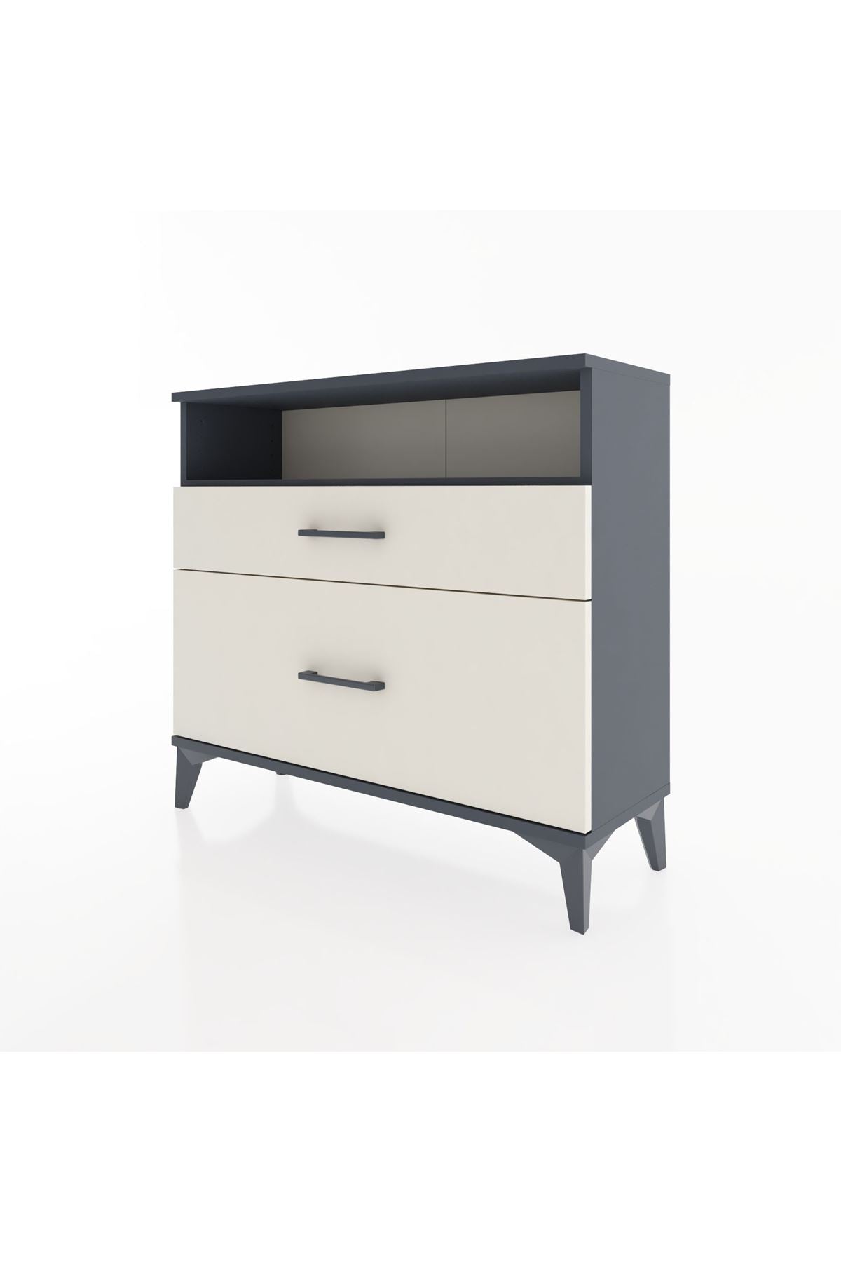 Arges Şifonyer Tek Raflı 2 Çekmeceli 88x30x80 Antrasit-Aytaşı