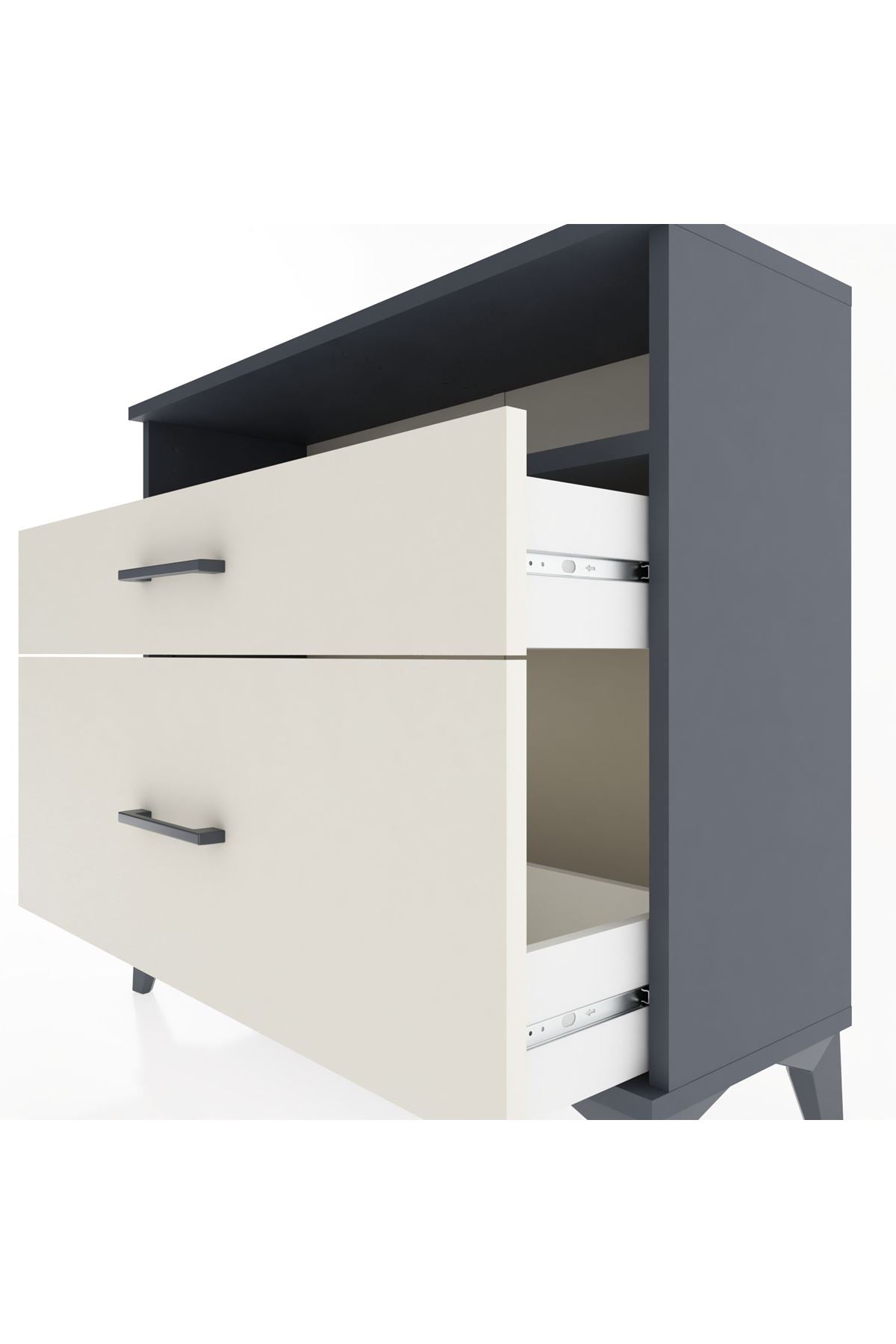 Arges Şifonyer Tek Raflı 2 Çekmeceli 88x30x80 Antrasit-Aytaşı