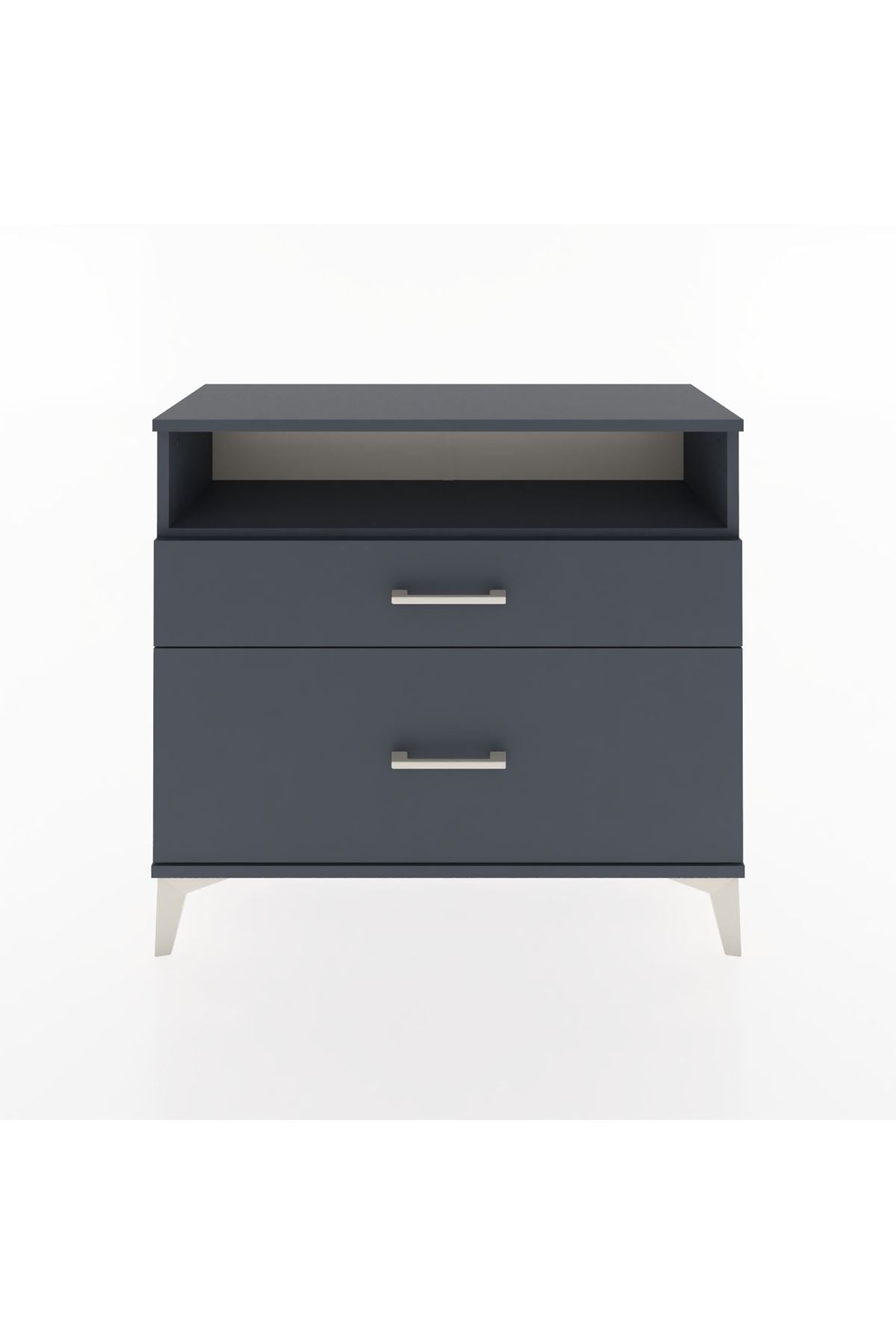 Arges Şifonyer Tek Raflı 2 Çekmeceli 88x30x80 Antrasit-Antrasit