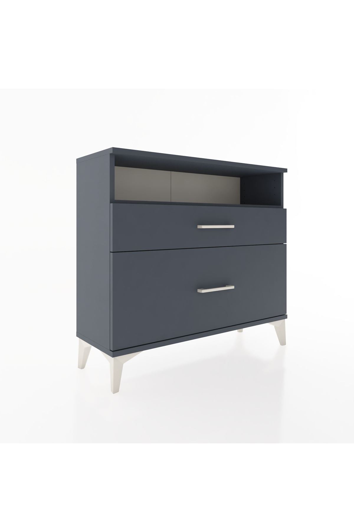 Arges Şifonyer Tek Raflı 2 Çekmeceli 88x30x80 Antrasit-Antrasit