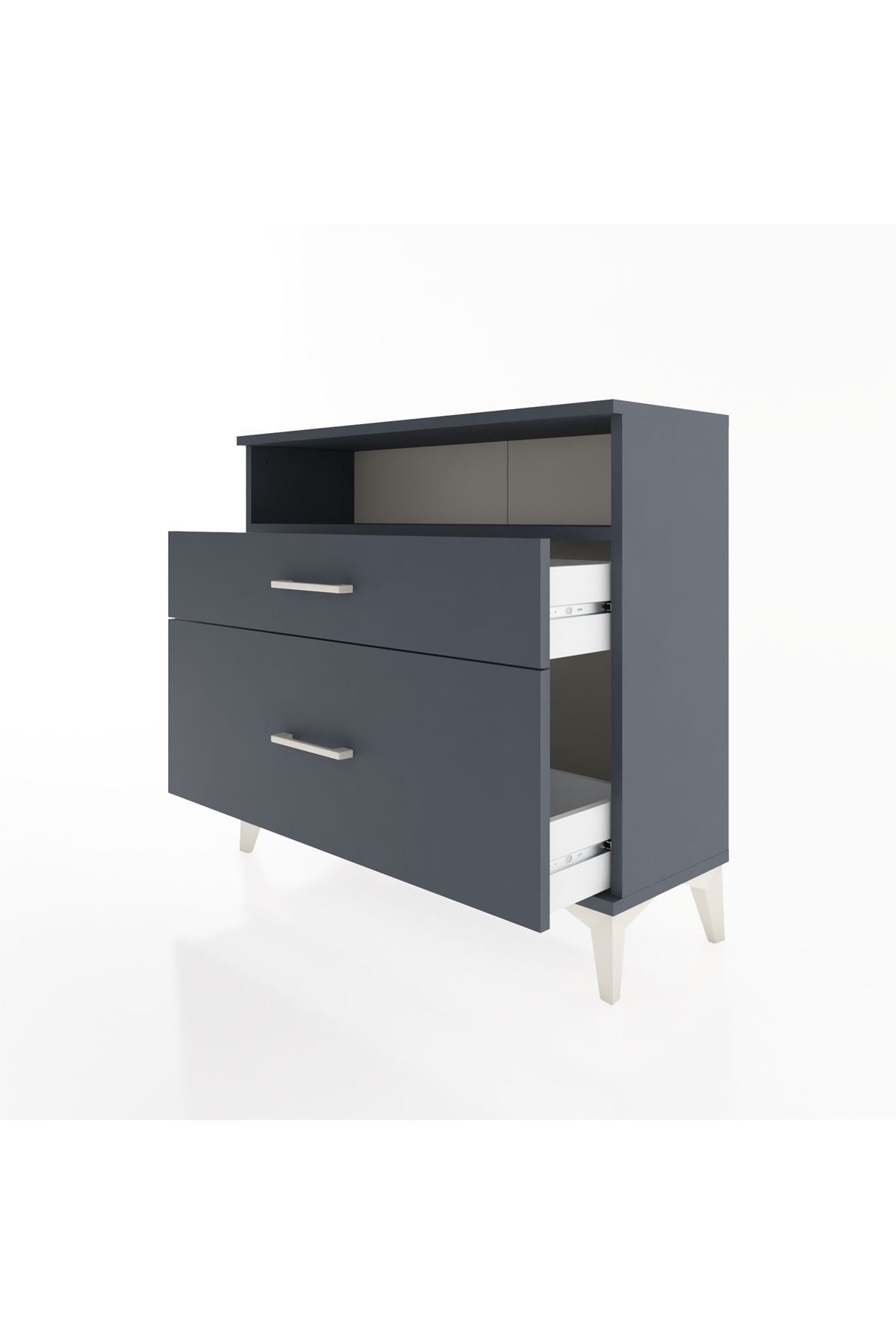 Arges Şifonyer Tek Raflı 2 Çekmeceli 88x30x80 Antrasit-Antrasit