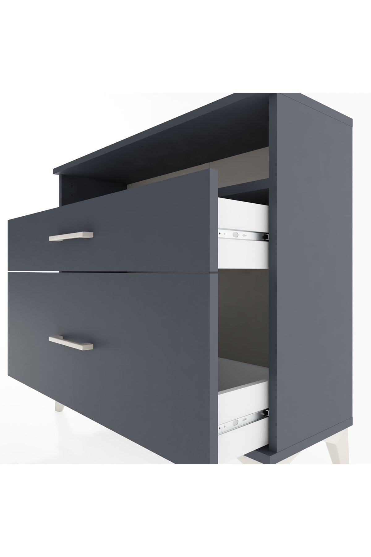 Arges Şifonyer Tek Raflı 2 Çekmeceli 88x30x80 Antrasit-Antrasit