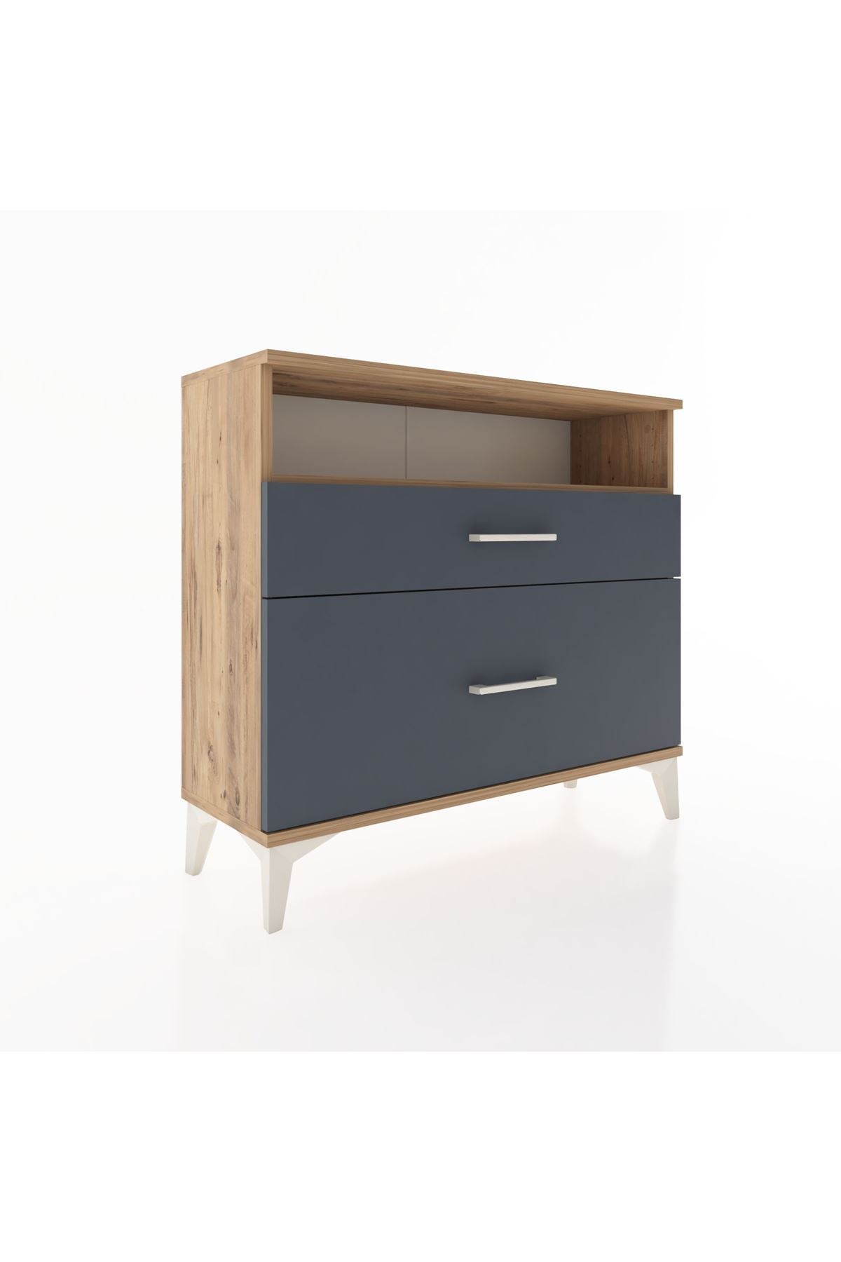 Arges Şifonyer Tek Raflı 2 Çekmeceli 88x30x80 Çam-Antrasit