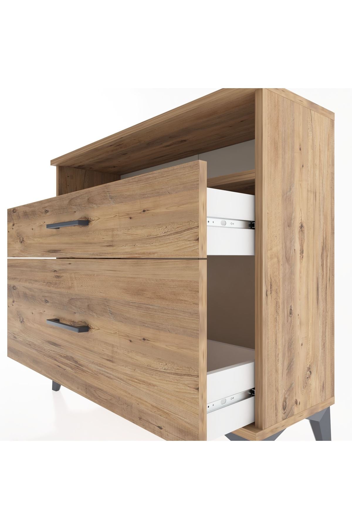 Arges Şifonyer Tek Raflı 2 Çekmeceli 88x30x80 Çam-Çam