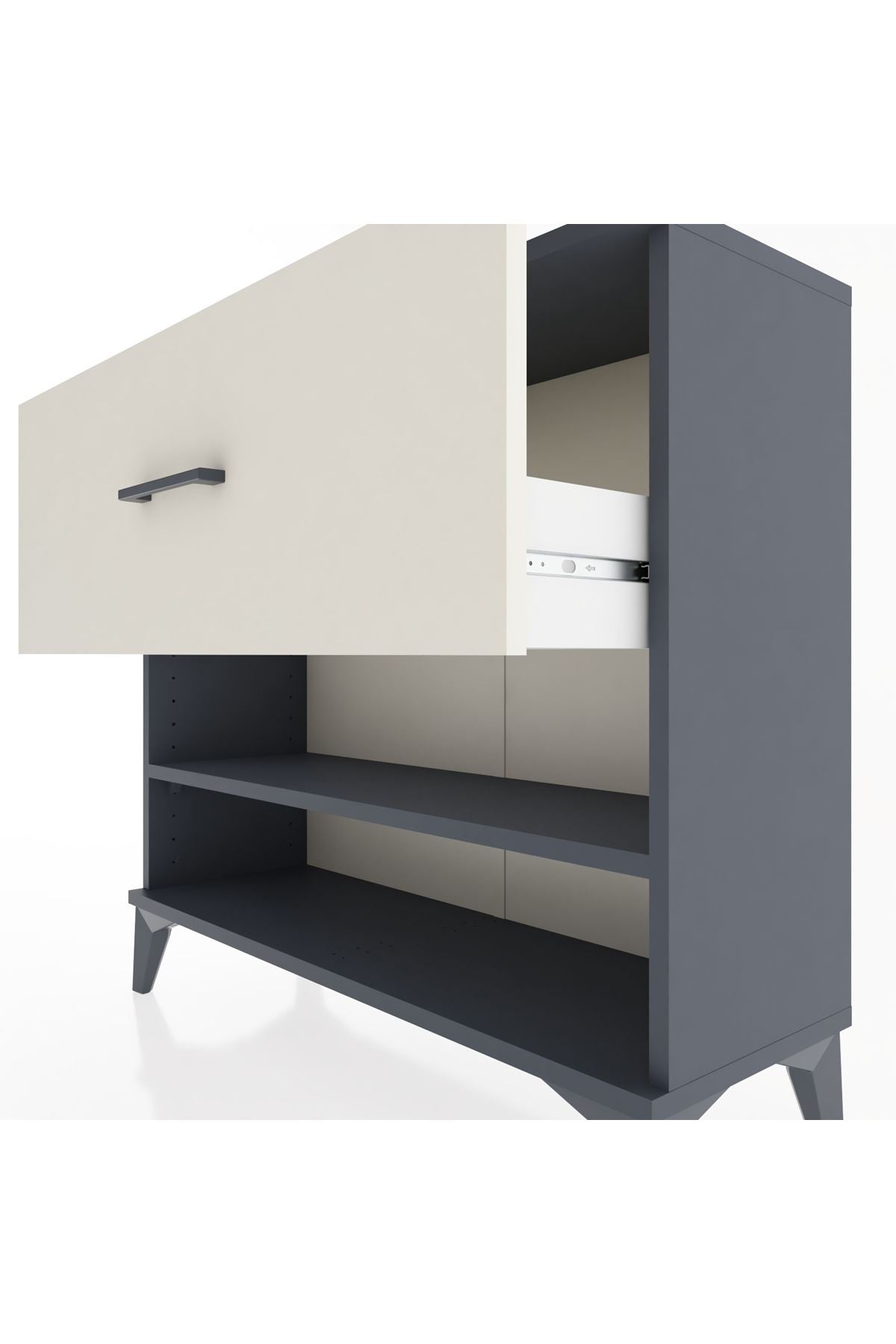 Arges Şifonyer Tek Raflı Tek Çekmeceli 88x30x80 Antrasit-Aytaşı