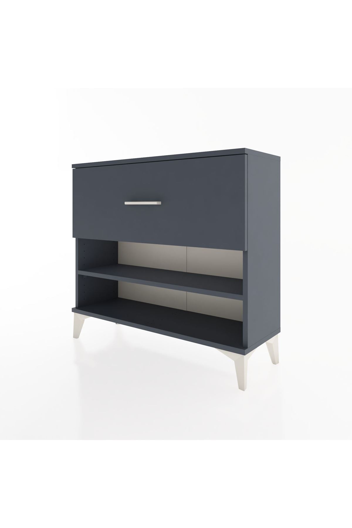 Arges Şifonyer Tek Raflı Tek Çekmeceli 88x30x80 Antrasit-Antrasit