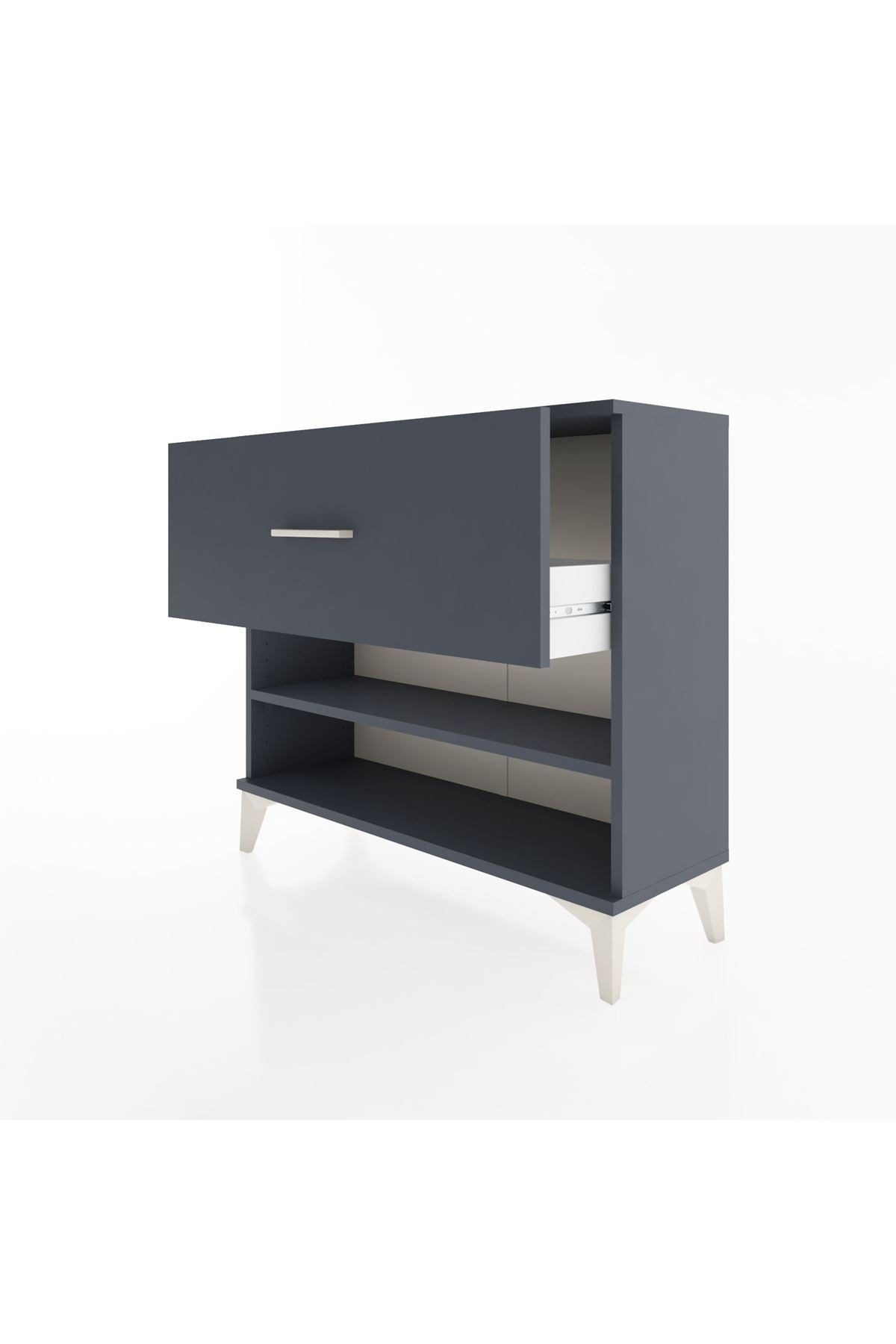 Arges Şifonyer Tek Raflı Tek Çekmeceli 88x30x80 Antrasit-Antrasit