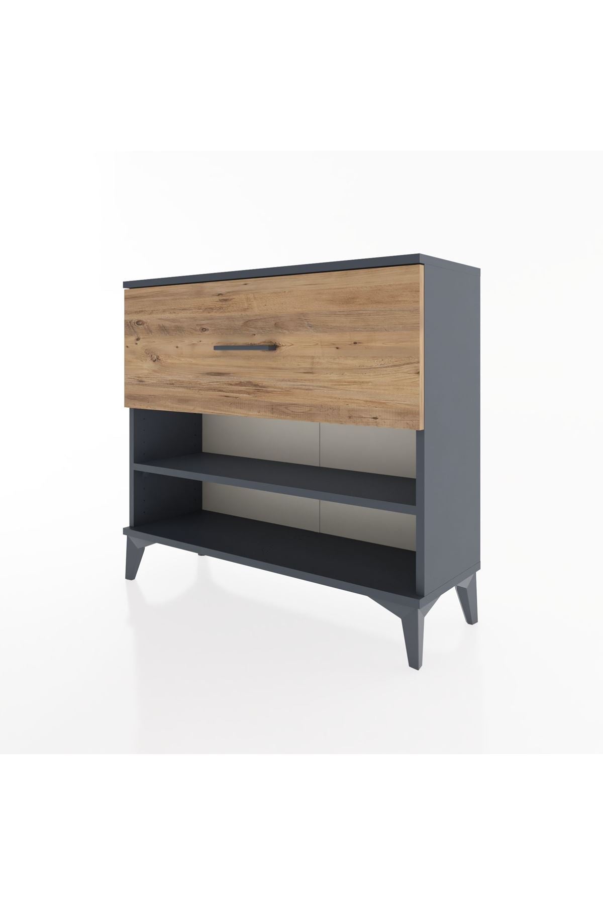 Arges Şifonyer Tek Raflı Tek Çekmeceli 88x30x80 Antrasit-Çam