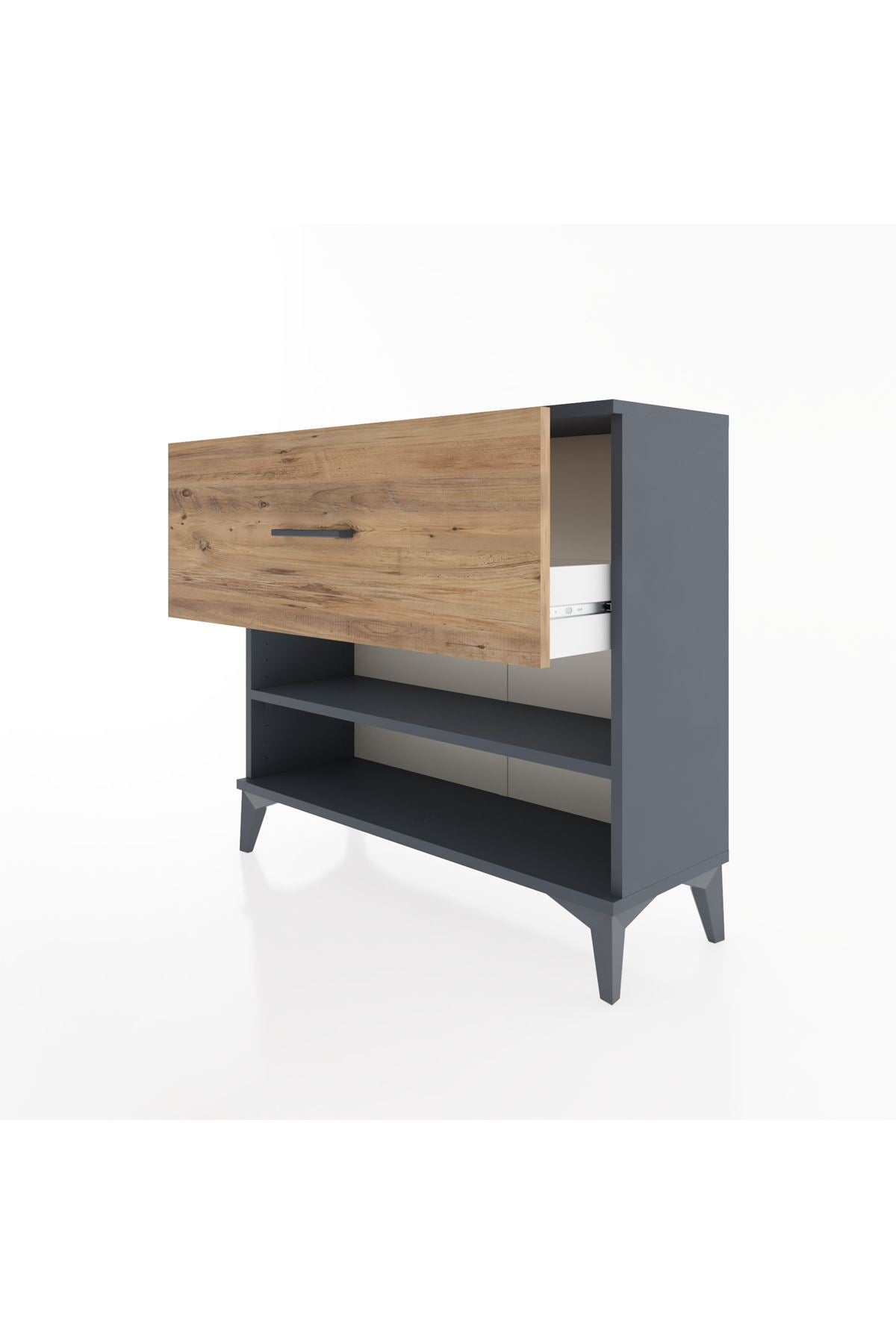 Arges Şifonyer Tek Raflı Tek Çekmeceli 88x30x80 Antrasit-Çam