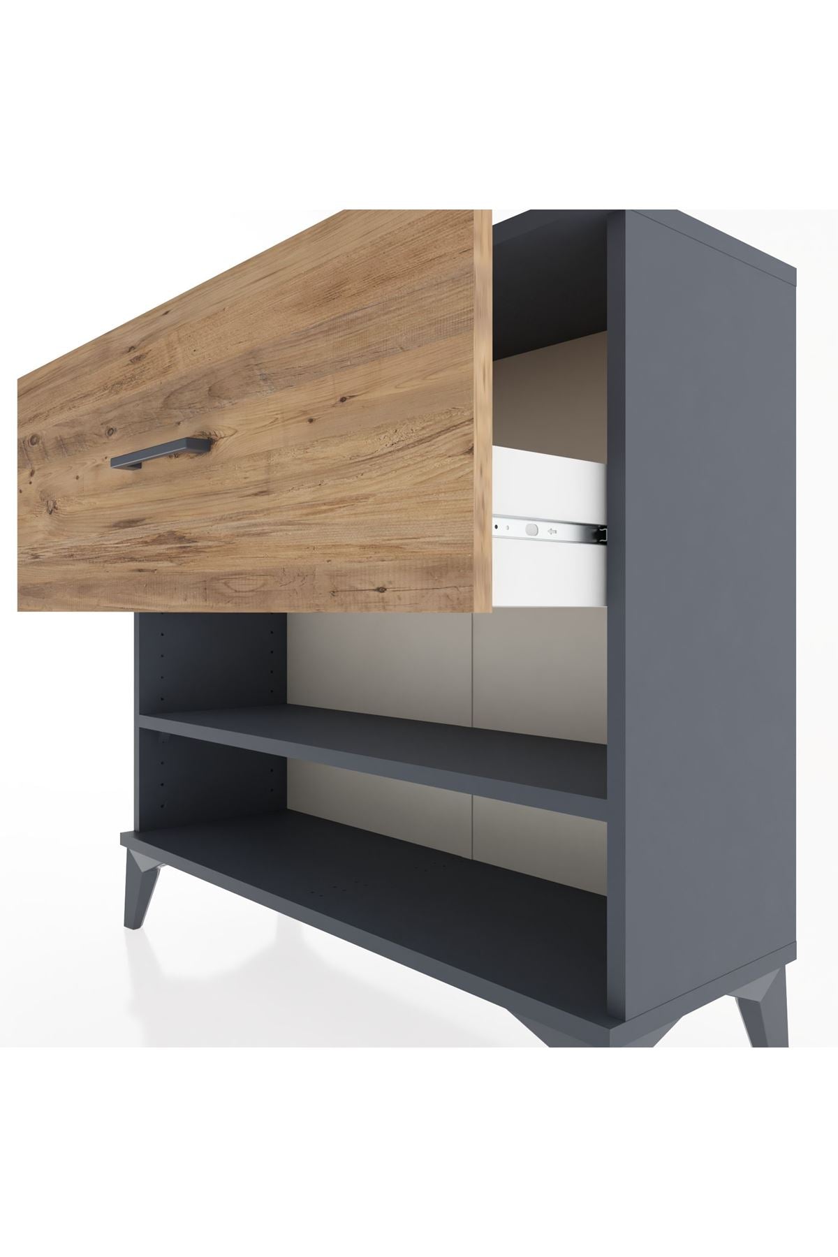 Arges Şifonyer Tek Raflı Tek Çekmeceli 88x30x80 Antrasit-Çam