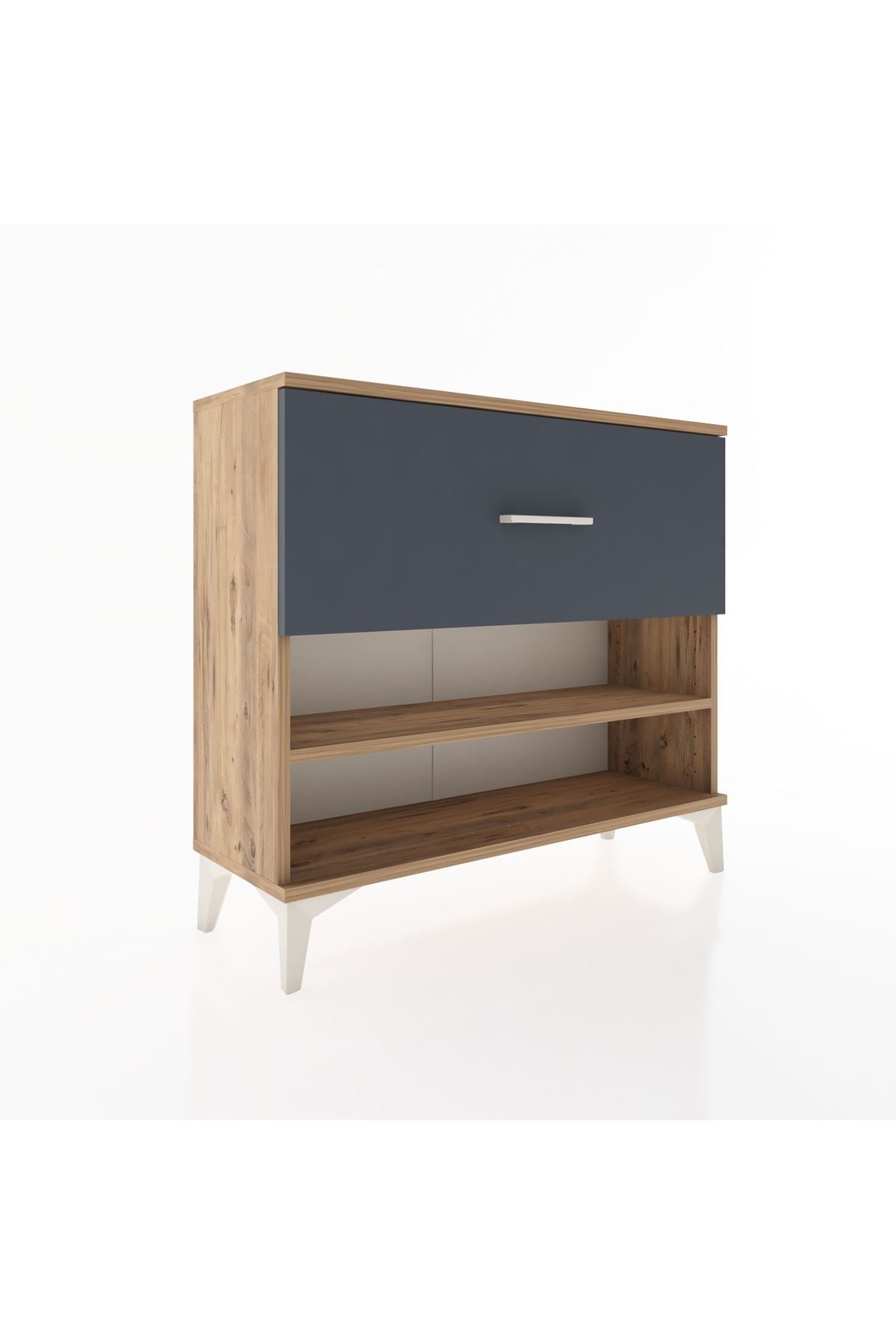 Arges Şifonyer Tek Raflı Tek Çekmeceli 88x30x80 Çam-Antrasit
