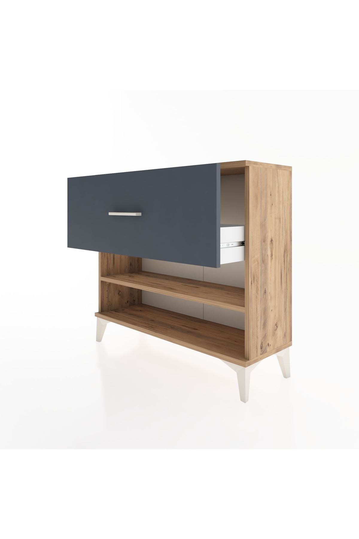 Arges Şifonyer Tek Raflı Tek Çekmeceli 88x30x80 Çam-Antrasit