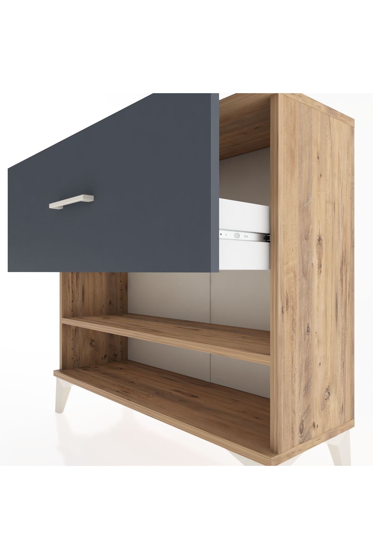 Arges Şifonyer Tek Raflı Tek Çekmeceli 88x30x80 Çam-Antrasit