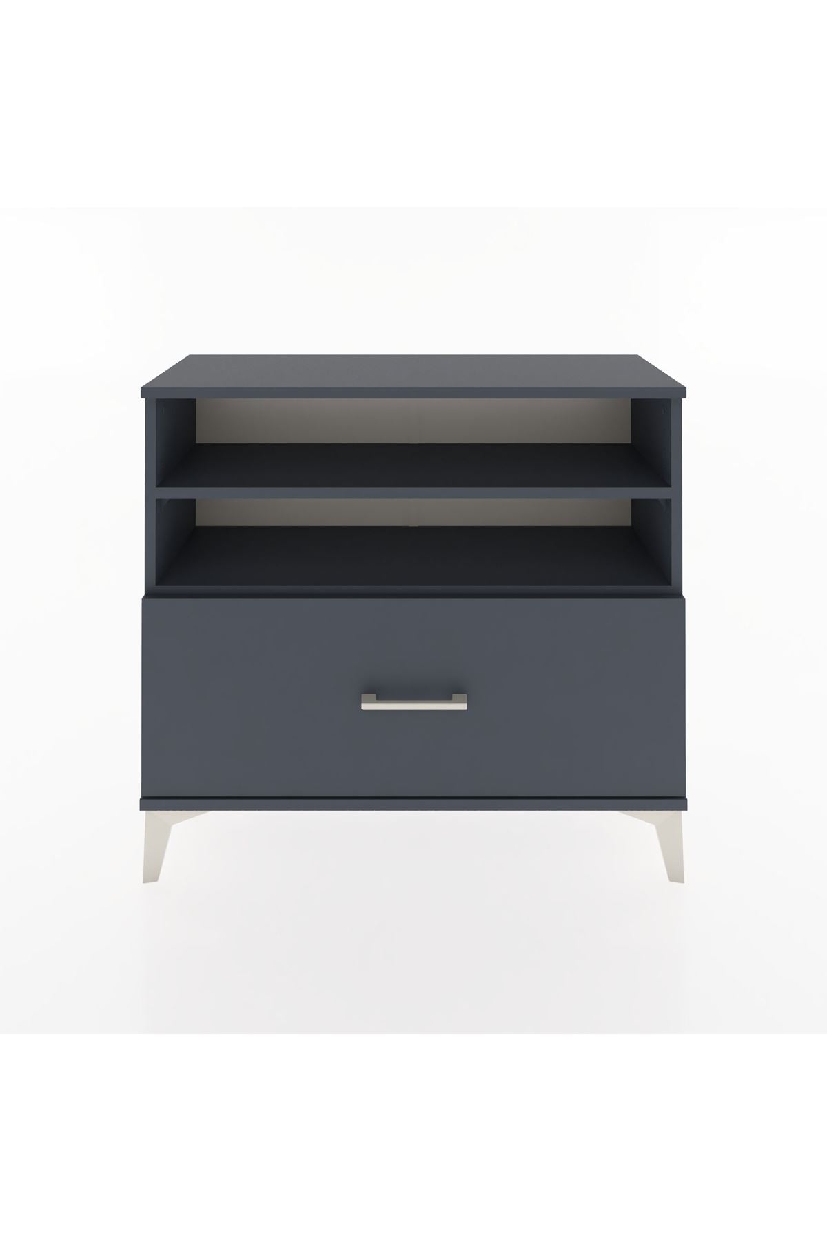 Arges Şifonyer 2 Raflı Tek Çekmeceli 88x30x80 Antrasit-Antrasit