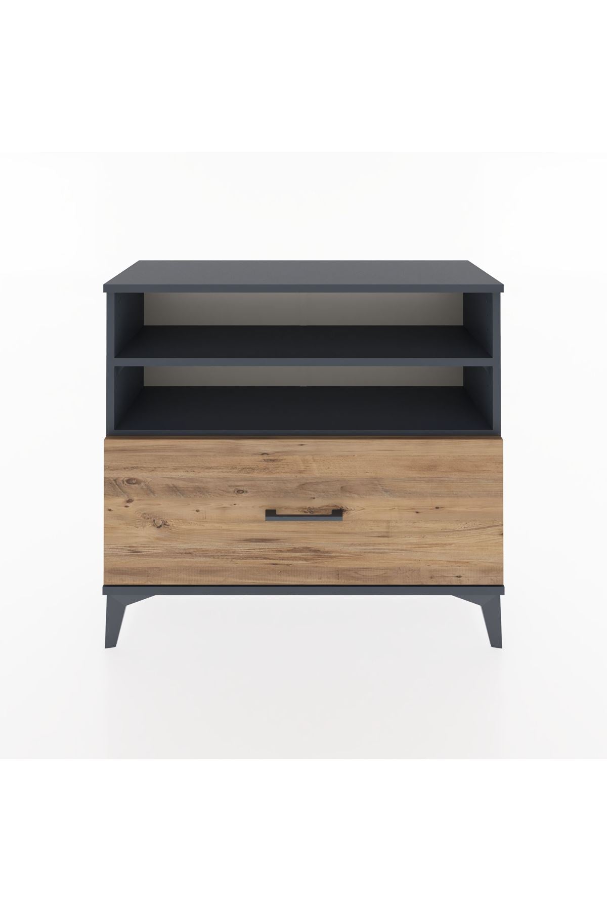 Arges Şifonyer 2 Raflı Tek Çekmeceli 88x30x80 Antrasit-Çam