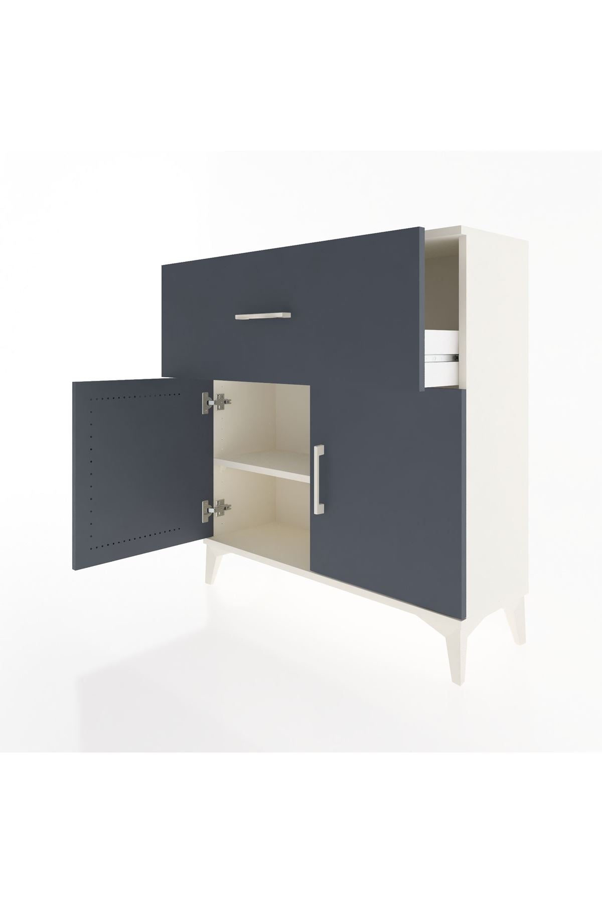 Arges Şifonyer Tek Raflı Tek Çekmeceli 2 Kapaklı 88x30x96 Aytaşı-Antrasit