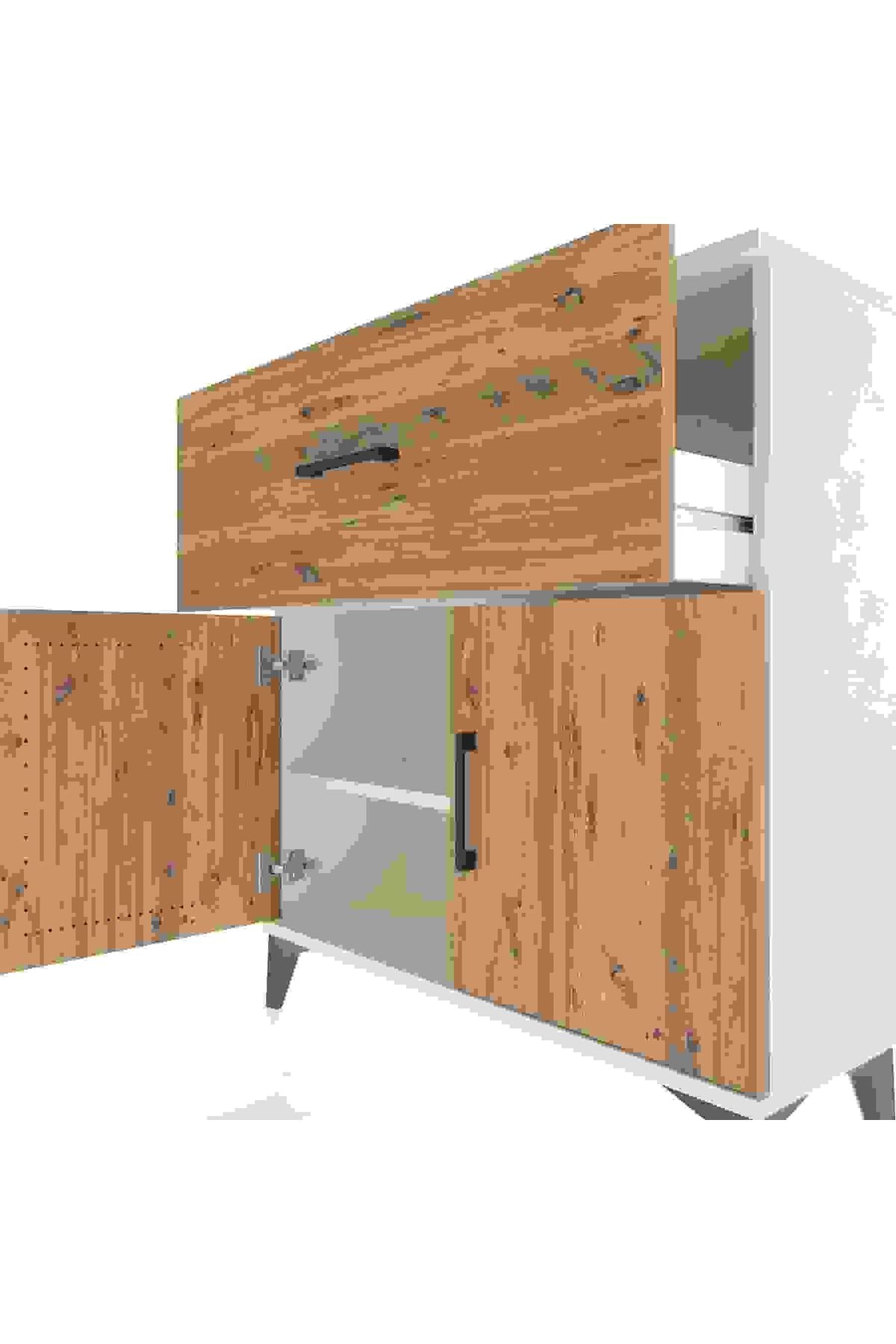 Arges Şifonyer Tek Raflı Tek Çekmeceli 2 Kapaklı 88x30x96 Aytaşı-Çam
