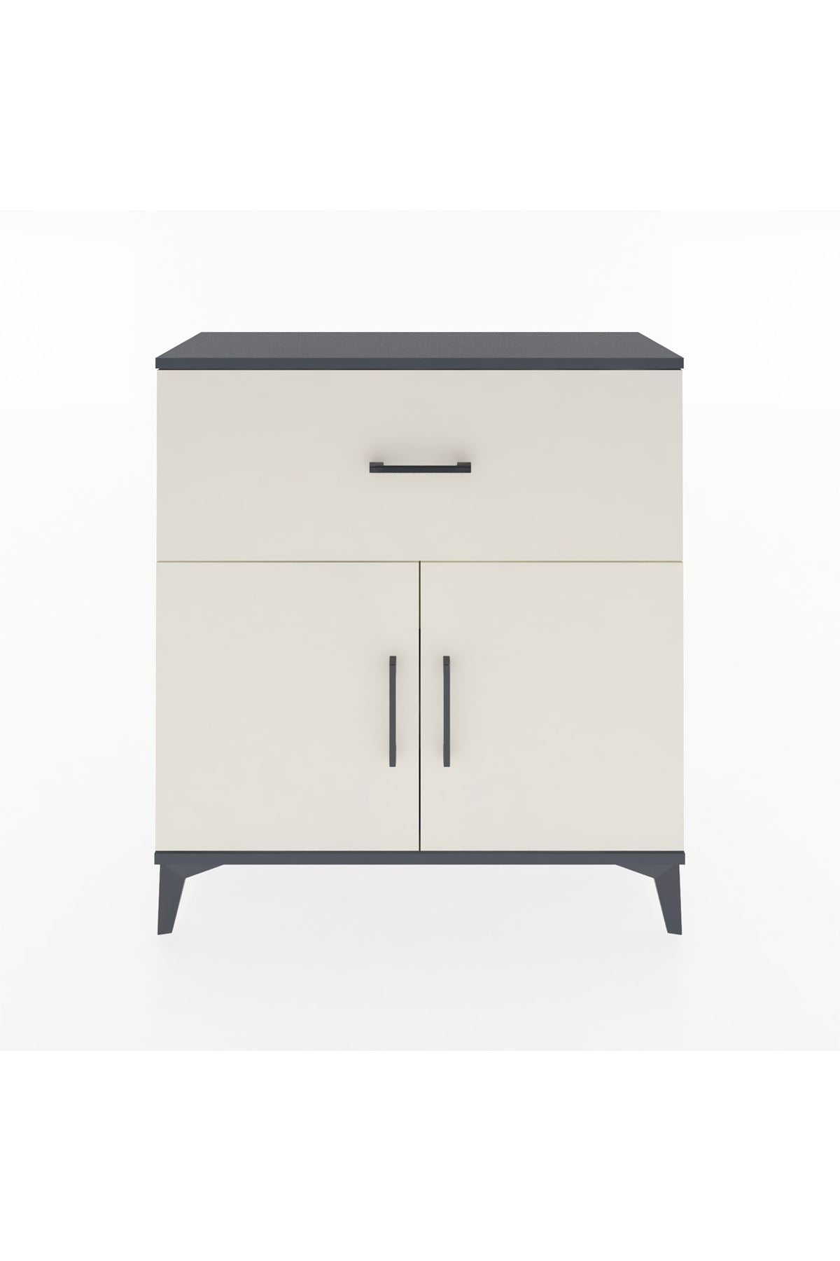 Arges Şifonyer Tek Raflı Tek Çekmeceli 2 Kapaklı 88x30x96 Antrasit-Aytaşı