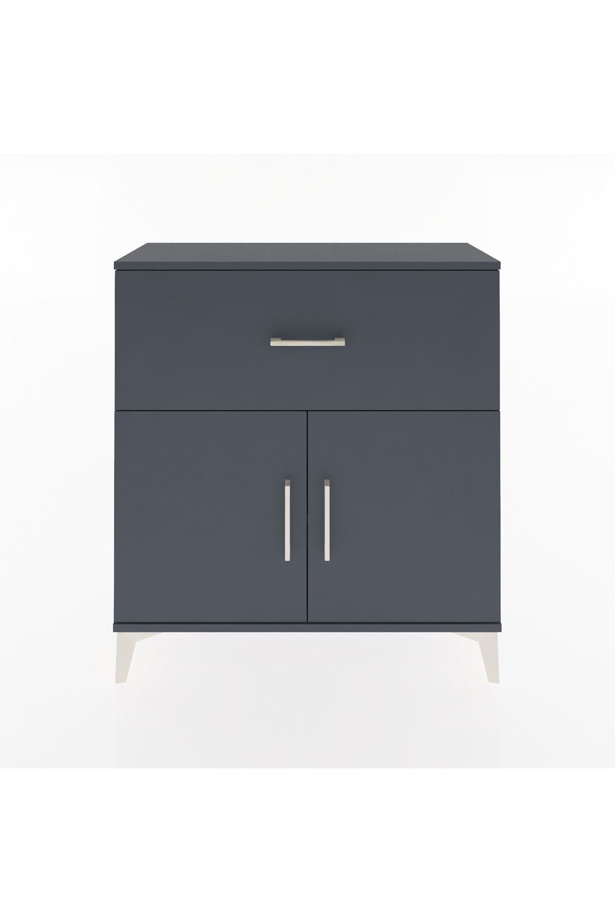 Arges Şifonyer Tek Raflı Tek Çekmeceli 2 Kapaklı 88x30x96 Antrasit-Antrasit