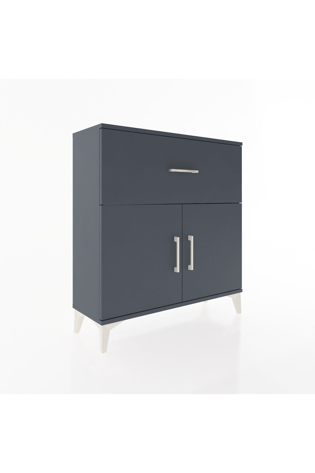 Arges Şifonyer Tek Raflı Tek Çekmeceli 2 Kapaklı 88x30x96 Antrasit-Antrasit