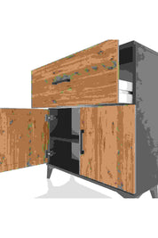 Arges Şifonyer Tek Raflı Tek Çekmeceli 2 Kapaklı 88x30x96 Antrasit-Çam