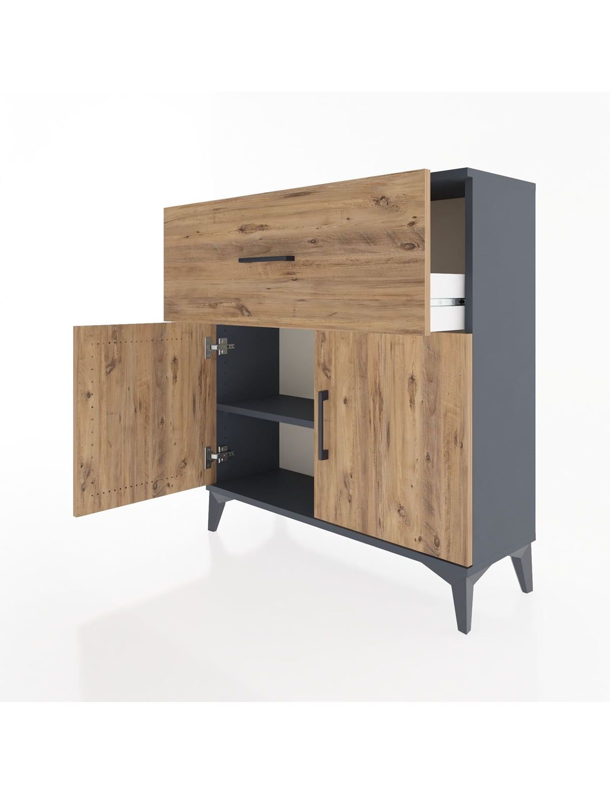Arges Şifonyer Tek Raflı Tek Çekmeceli 2 Kapaklı 88x30x96 - S04M068V6A