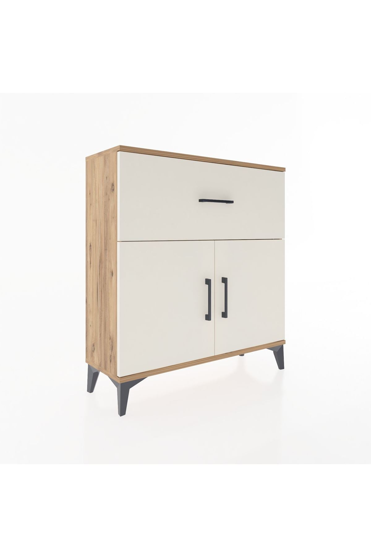 Arges Şifonyer Tek Raflı Tek Çekmeceli 2 Kapaklı 88x30x96 Çam-Aytaşı