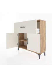 Arges Şifonyer Tek Raflı Tek Çekmeceli 2 Kapaklı 88x30x96 Çam-Aytaşı