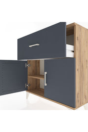 Arges Şifonyer Tek Raflı Tek Çekmeceli 2 Kapaklı 88x30x96 Çam-Antrasit