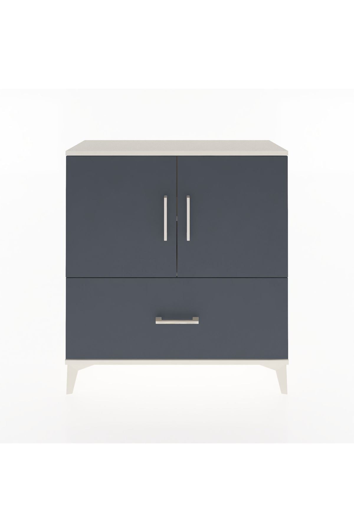 Arges Şifonyer 2 Raflı Tek Çekmeceli 2 Kapaklı 88x30x96 Aytaşı-Antrasit